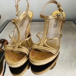 Michael Kors Gold Wedges Sz 8